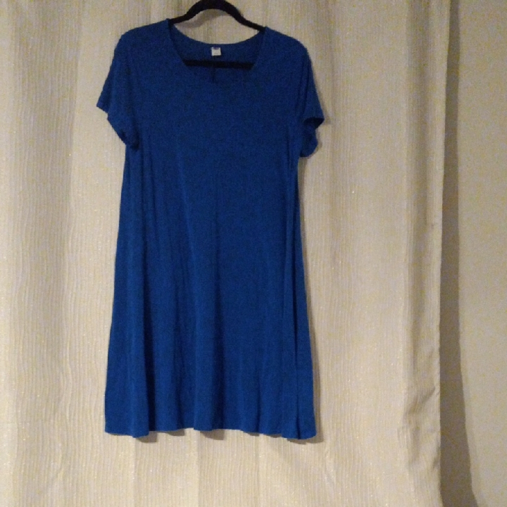 Classic Crewneck Blue Swing Dress